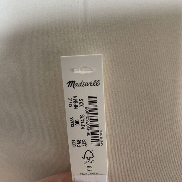 MADEWELL Baby Tee Women XXS Antique Cream NEW Raglan Sleeve Shrunken Fit NP844 - Picture 12 of 14